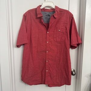 The North Face Men's Casual Red White Button Down Short Sleeve Shirt Size XL